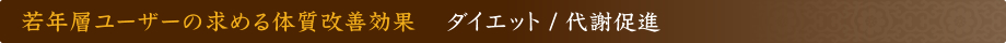 若年層ユーザーの求める体質改善効果 ダイエット / 代謝促進